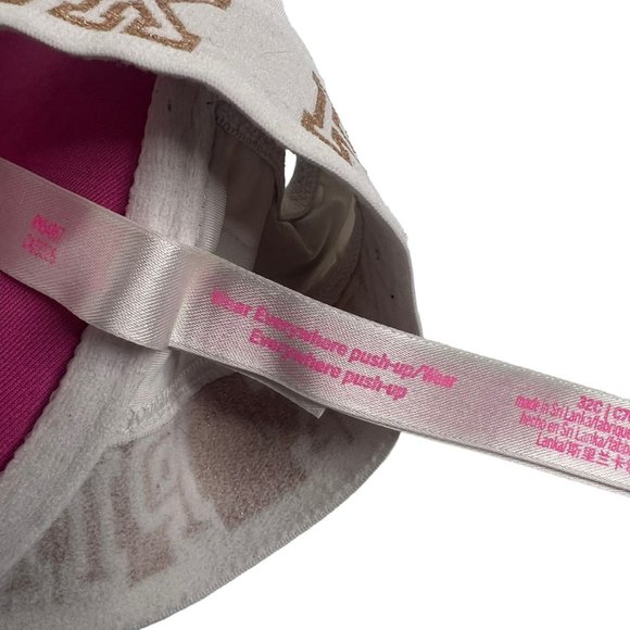 Victoria's Secret Pink Beige Camo Wear Everywhere Push Up Bra Racerback Size 32C - Picture 5 of 6